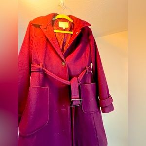 Banana Republic, Burgundy, Felted Wool Coat with Satin Liner. Great condition.
